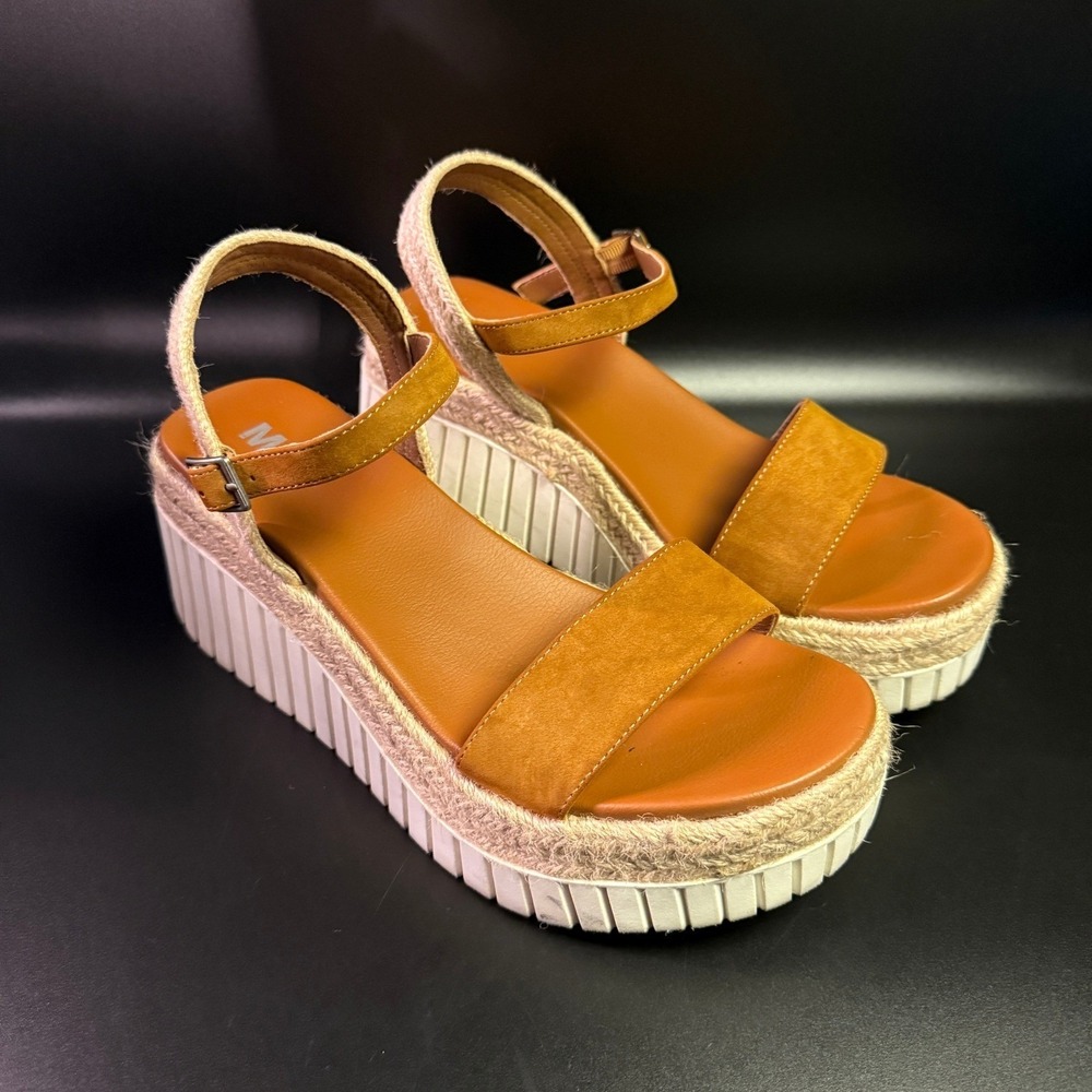 MIA Tan Suede Platform Espadrille Sandals